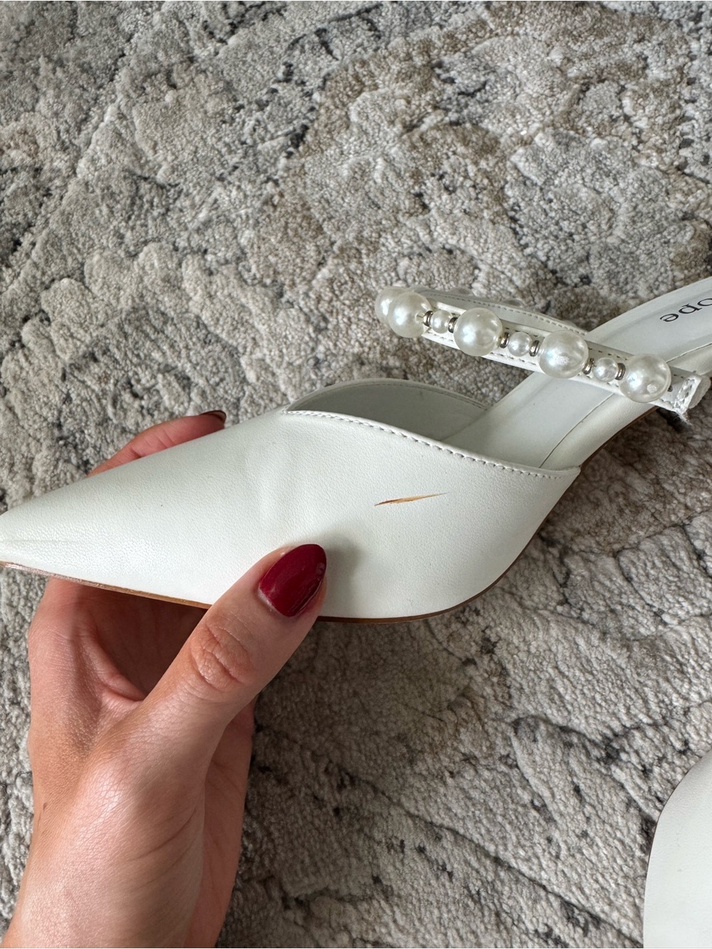Moda Tope White Pearl-Embellished Pointed Mule - Picture 4 of 4